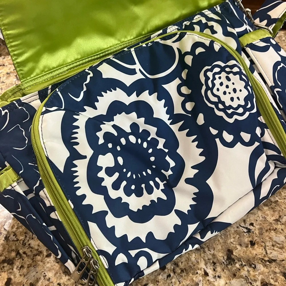 New - Ju-Ju-Be Navy and White Floral Baby Bag